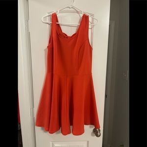 Cute Red Ish Orange flowy dress w bow detail